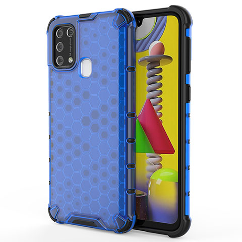 Coque Rebord Contour Silicone et Vitre Transparente Housse Etui 360 Degres AM1 pour Samsung Galaxy M31 Prime Edition Bleu