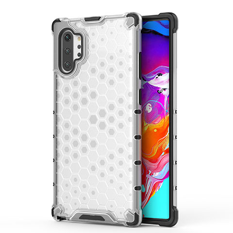 Coque Rebord Contour Silicone et Vitre Transparente Housse Etui 360 Degres AM1 pour Samsung Galaxy Note 10 Plus 5G Blanc