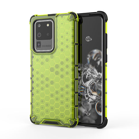 Coque Rebord Contour Silicone et Vitre Transparente Housse Etui 360 Degres AM1 pour Samsung Galaxy S20 Ultra 5G Vert