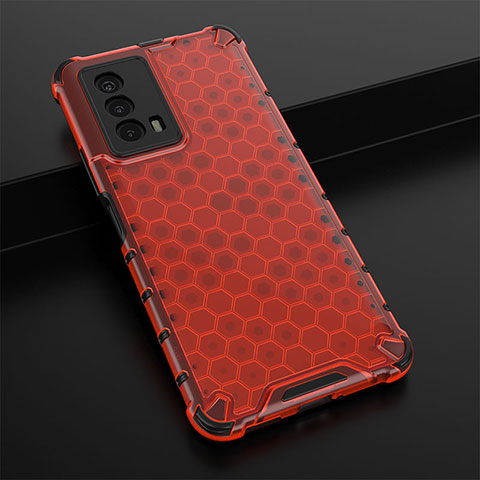 Coque Rebord Contour Silicone et Vitre Transparente Housse Etui 360 Degres AM1 pour Vivo iQOO Z5 5G Rouge