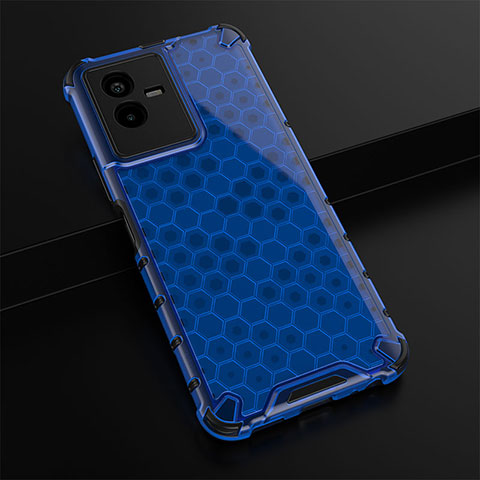 Coque Rebord Contour Silicone et Vitre Transparente Housse Etui 360 Degres AM1 pour Vivo T2x 5G Bleu