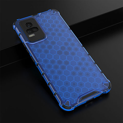 Coque Rebord Contour Silicone et Vitre Transparente Housse Etui 360 Degres AM1 pour Vivo V21e 4G Bleu