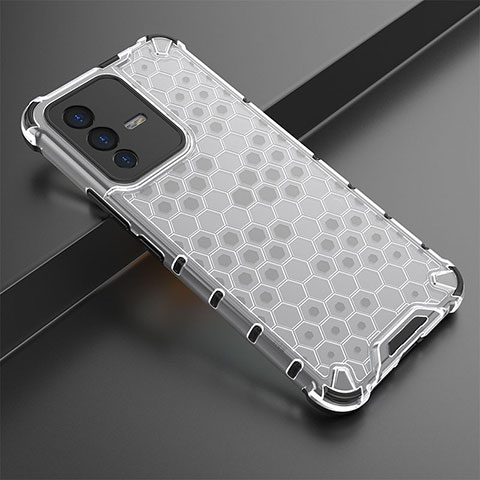 Coque Rebord Contour Silicone et Vitre Transparente Housse Etui 360 Degres AM1 pour Vivo V23 5G Blanc