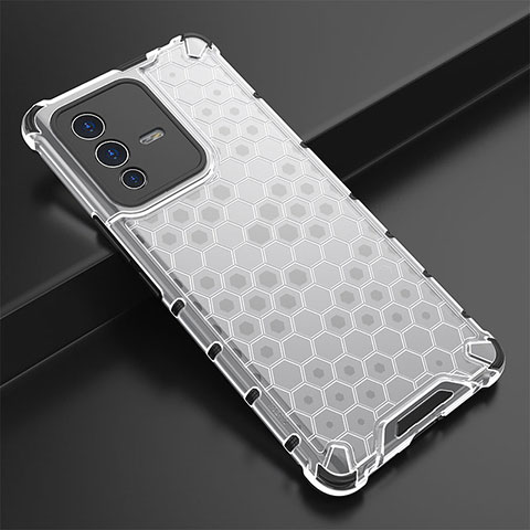 Coque Rebord Contour Silicone et Vitre Transparente Housse Etui 360 Degres AM1 pour Vivo V23 Pro 5G Blanc