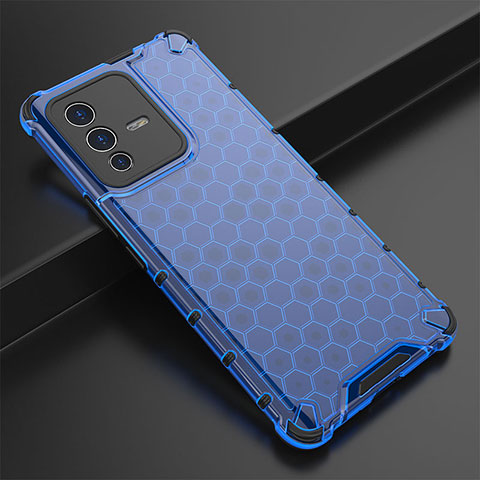 Coque Rebord Contour Silicone et Vitre Transparente Housse Etui 360 Degres AM1 pour Vivo V23 Pro 5G Bleu