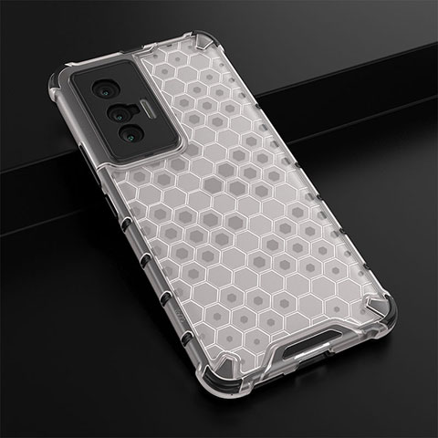 Coque Rebord Contour Silicone et Vitre Transparente Housse Etui 360 Degres AM1 pour Vivo X70 5G Blanc