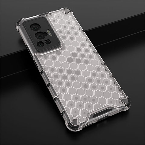 Coque Rebord Contour Silicone et Vitre Transparente Housse Etui 360 Degres AM1 pour Vivo X70 Pro 5G Blanc