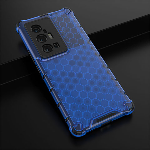 Coque Rebord Contour Silicone et Vitre Transparente Housse Etui 360 Degres AM1 pour Vivo X70 Pro+ Plus 5G Bleu