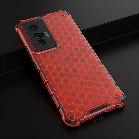 Coque Rebord Contour Silicone et Vitre Transparente Housse Etui 360 Degres AM1 pour Vivo X70t Rouge