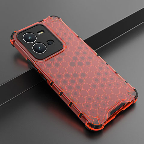 Coque Rebord Contour Silicone et Vitre Transparente Housse Etui 360 Degres AM1 pour Vivo X80 Lite 5G Rouge