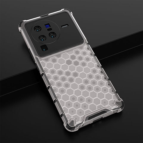 Coque Rebord Contour Silicone et Vitre Transparente Housse Etui 360 Degres AM1 pour Vivo X80 Pro 5G Blanc