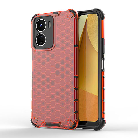 Coque Rebord Contour Silicone et Vitre Transparente Housse Etui 360 Degres AM1 pour Vivo Y16 Rouge