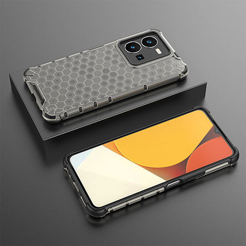 Coque Rebord Contour Silicone et Vitre Transparente Housse Etui 360 Degres AM1 pour Vivo Y35 4G Noir