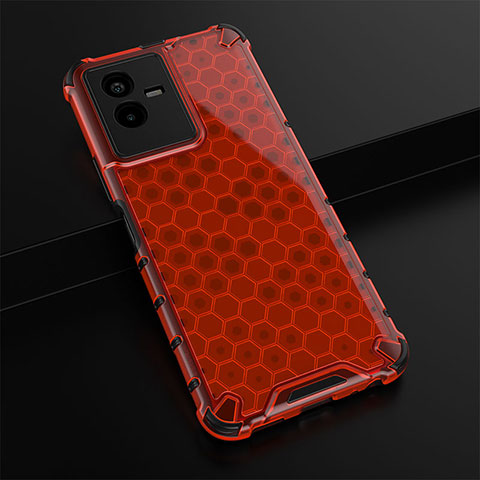 Coque Rebord Contour Silicone et Vitre Transparente Housse Etui 360 Degres AM1 pour Vivo Y73t Rouge