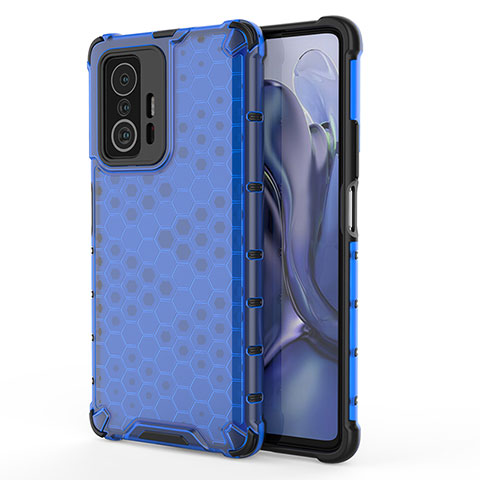 Coque Rebord Contour Silicone et Vitre Transparente Housse Etui 360 Degres AM1 pour Xiaomi Mi 11T 5G Bleu