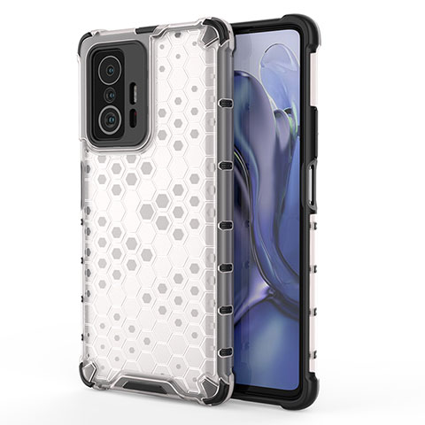 Coque Rebord Contour Silicone et Vitre Transparente Housse Etui 360 Degres AM1 pour Xiaomi Mi 11T Pro 5G Blanc