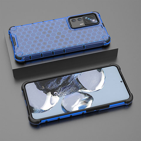 Coque Rebord Contour Silicone et Vitre Transparente Housse Etui 360 Degres AM1 pour Xiaomi Mi 12T 5G Bleu