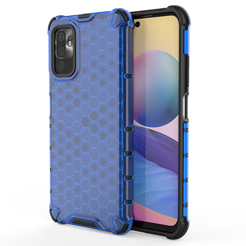 Coque Rebord Contour Silicone et Vitre Transparente Housse Etui 360 Degres AM1 pour Xiaomi POCO M3 Pro 5G Bleu