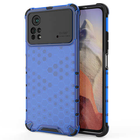 Coque Rebord Contour Silicone et Vitre Transparente Housse Etui 360 Degres AM1 pour Xiaomi Poco X4 Pro 5G Bleu