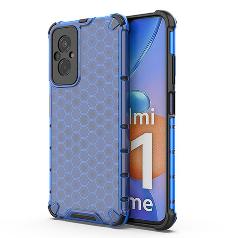 Coque Rebord Contour Silicone et Vitre Transparente Housse Etui 360 Degres AM1 pour Xiaomi Redmi 11 Prime 4G Bleu