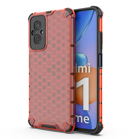 Coque Rebord Contour Silicone et Vitre Transparente Housse Etui 360 Degres AM1 pour Xiaomi Redmi 11 Prime 4G Rouge