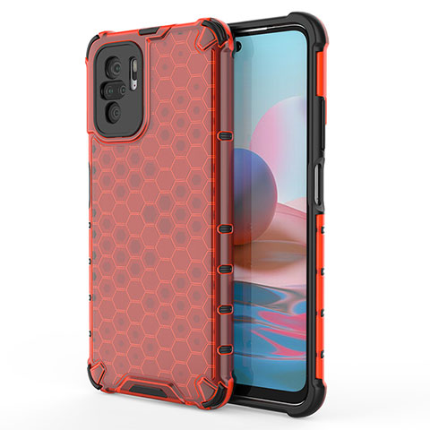 Coque Rebord Contour Silicone et Vitre Transparente Housse Etui 360 Degres AM1 pour Xiaomi Redmi Note 10 4G Rouge