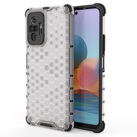 Coque Rebord Contour Silicone et Vitre Transparente Housse Etui 360 Degres AM1 pour Xiaomi Redmi Note 10 Pro 4G Blanc