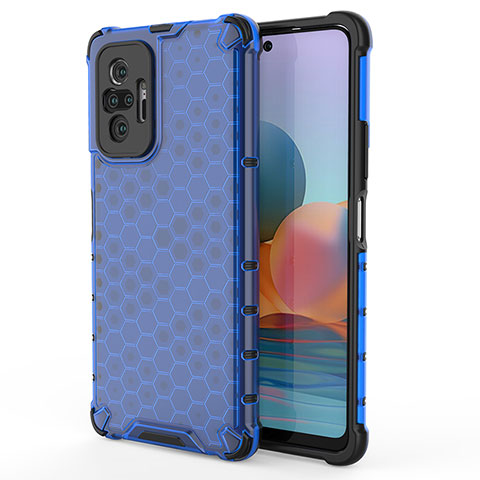 Coque Rebord Contour Silicone et Vitre Transparente Housse Etui 360 Degres AM1 pour Xiaomi Redmi Note 10 Pro 4G Bleu