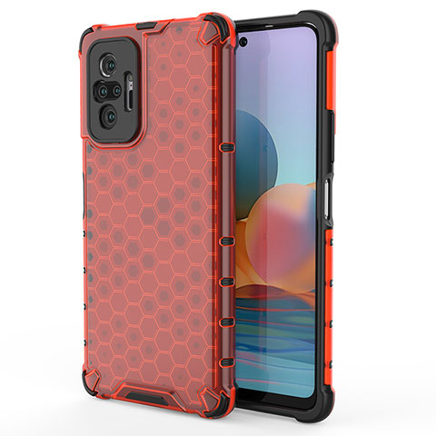 Coque Rebord Contour Silicone et Vitre Transparente Housse Etui 360 Degres AM1 pour Xiaomi Redmi Note 10 Pro 4G Rouge