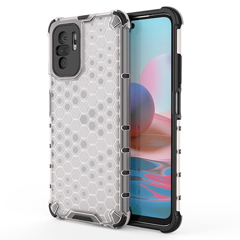 Coque Rebord Contour Silicone et Vitre Transparente Housse Etui 360 Degres AM1 pour Xiaomi Redmi Note 10S 4G Blanc