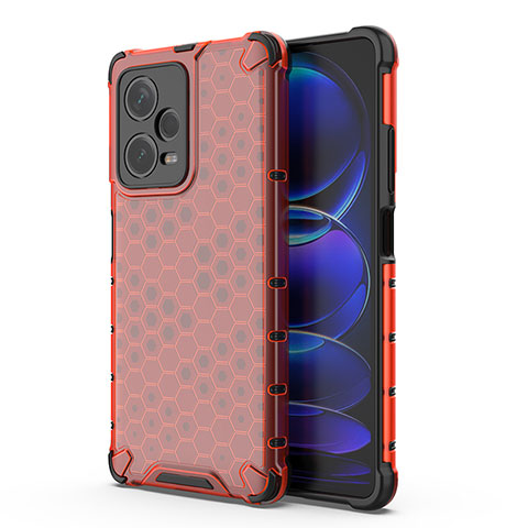 Coque Rebord Contour Silicone et Vitre Transparente Housse Etui 360 Degres AM1 pour Xiaomi Redmi Note 12 Explorer Rouge