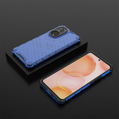 Coque Rebord Contour Silicone et Vitre Transparente Housse Etui 360 Degres AM2 pour Huawei Honor 50 5G Bleu