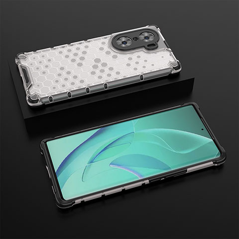 Coque Rebord Contour Silicone et Vitre Transparente Housse Etui 360 Degres AM2 pour Huawei Honor 60 Pro 5G Blanc