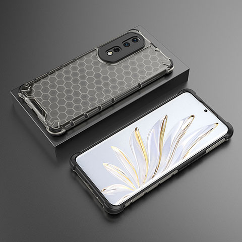 Coque Rebord Contour Silicone et Vitre Transparente Housse Etui 360 Degres AM2 pour Huawei Honor 80 Pro 5G Noir