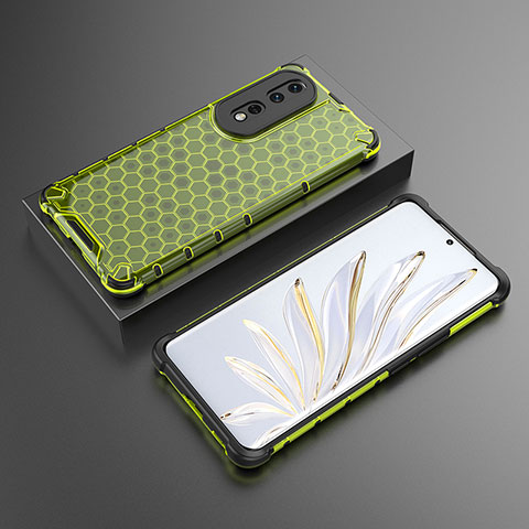 Coque Rebord Contour Silicone et Vitre Transparente Housse Etui 360 Degres AM2 pour Huawei Honor 80 Pro Flat 5G Vert