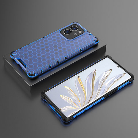 Coque Rebord Contour Silicone et Vitre Transparente Housse Etui 360 Degres AM2 pour Huawei Honor 80 SE 5G Bleu