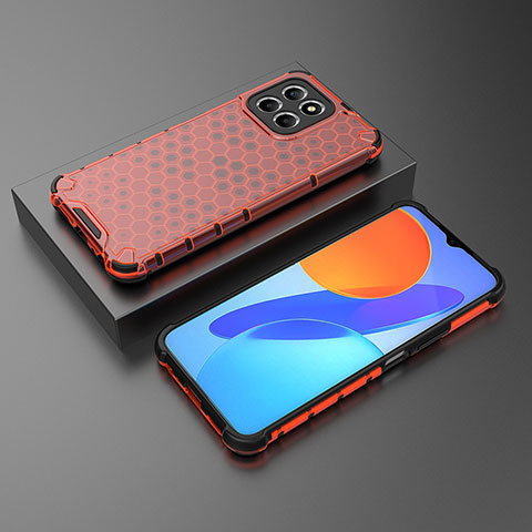 Coque Rebord Contour Silicone et Vitre Transparente Housse Etui 360 Degres AM2 pour Huawei Honor X8a 5G Rouge