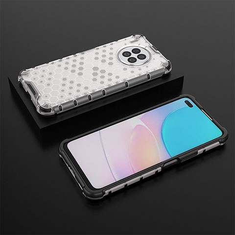 Coque Rebord Contour Silicone et Vitre Transparente Housse Etui 360 Degres AM2 pour Huawei Nova 8i Blanc