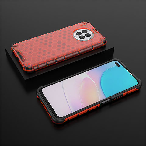 Coque Rebord Contour Silicone et Vitre Transparente Housse Etui 360 Degres AM2 pour Huawei Nova 8i Rouge