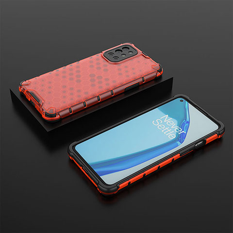 Coque Rebord Contour Silicone et Vitre Transparente Housse Etui 360 Degres AM2 pour OnePlus 9R 5G Rouge