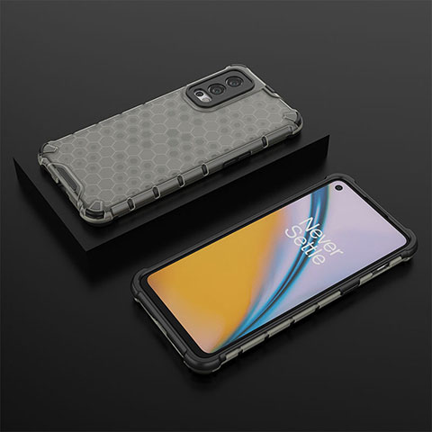 Coque Rebord Contour Silicone et Vitre Transparente Housse Etui 360 Degres AM2 pour OnePlus Nord 2 5G Noir