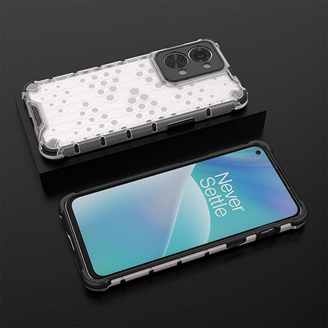 Coque Rebord Contour Silicone et Vitre Transparente Housse Etui 360 Degres AM2 pour OnePlus Nord 2T 5G Blanc