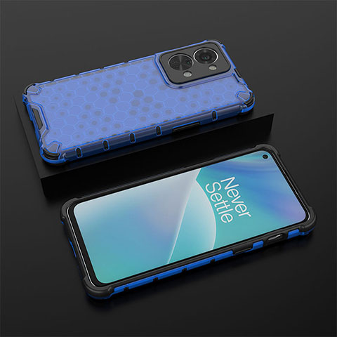 Coque Rebord Contour Silicone et Vitre Transparente Housse Etui 360 Degres AM2 pour OnePlus Nord 2T 5G Bleu