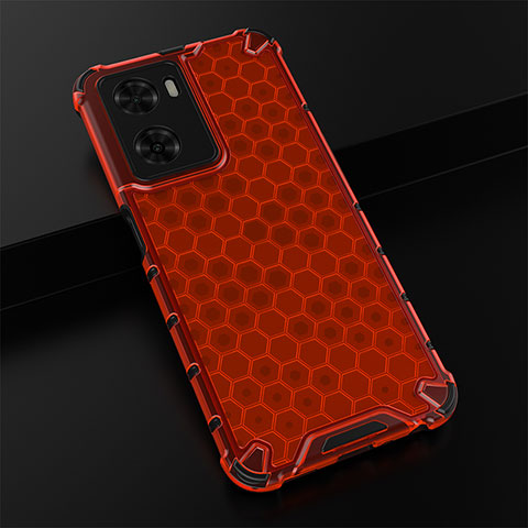 Coque Rebord Contour Silicone et Vitre Transparente Housse Etui 360 Degres AM2 pour Oppo A57e Rouge