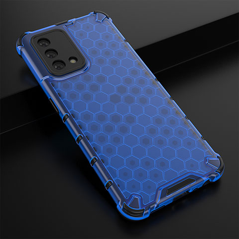 Coque Rebord Contour Silicone et Vitre Transparente Housse Etui 360 Degres AM2 pour Oppo A74 4G Bleu