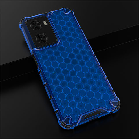 Coque Rebord Contour Silicone et Vitre Transparente Housse Etui 360 Degres AM2 pour Oppo A77s Bleu