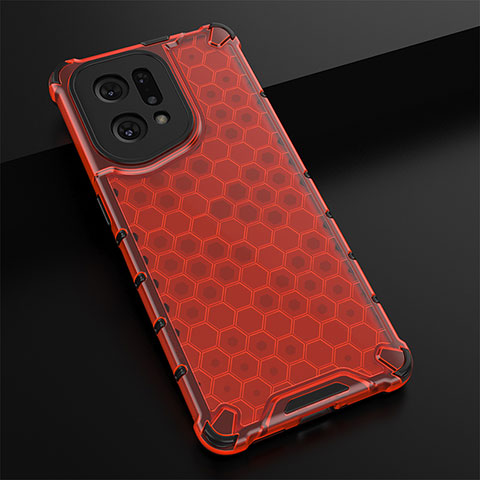 Coque Rebord Contour Silicone et Vitre Transparente Housse Etui 360 Degres AM2 pour Oppo Find X5 5G Rouge