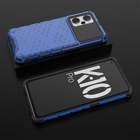 Coque Rebord Contour Silicone et Vitre Transparente Housse Etui 360 Degres AM2 pour Oppo K10 Pro 5G Bleu