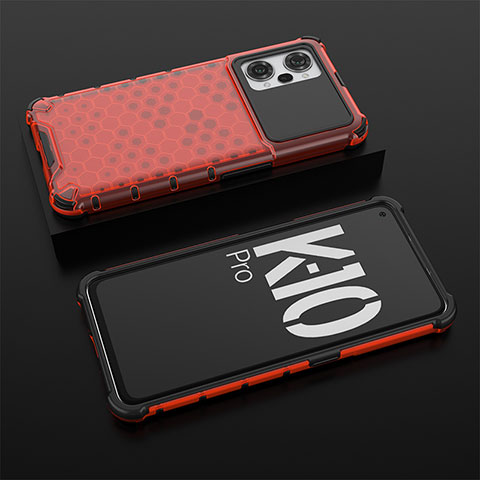 Coque Rebord Contour Silicone et Vitre Transparente Housse Etui 360 Degres AM2 pour Oppo K10 Pro 5G Rouge