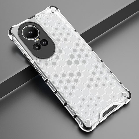 Coque Rebord Contour Silicone et Vitre Transparente Housse Etui 360 Degres AM2 pour Oppo Reno10 Pro 5G Blanc